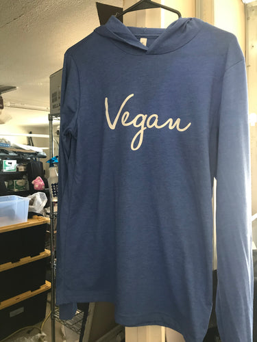 Vegan Signature Long Sleeve Hooded Tee Blue