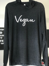 Vegan Signature Long Sleeve Hooded Tee Charcoal