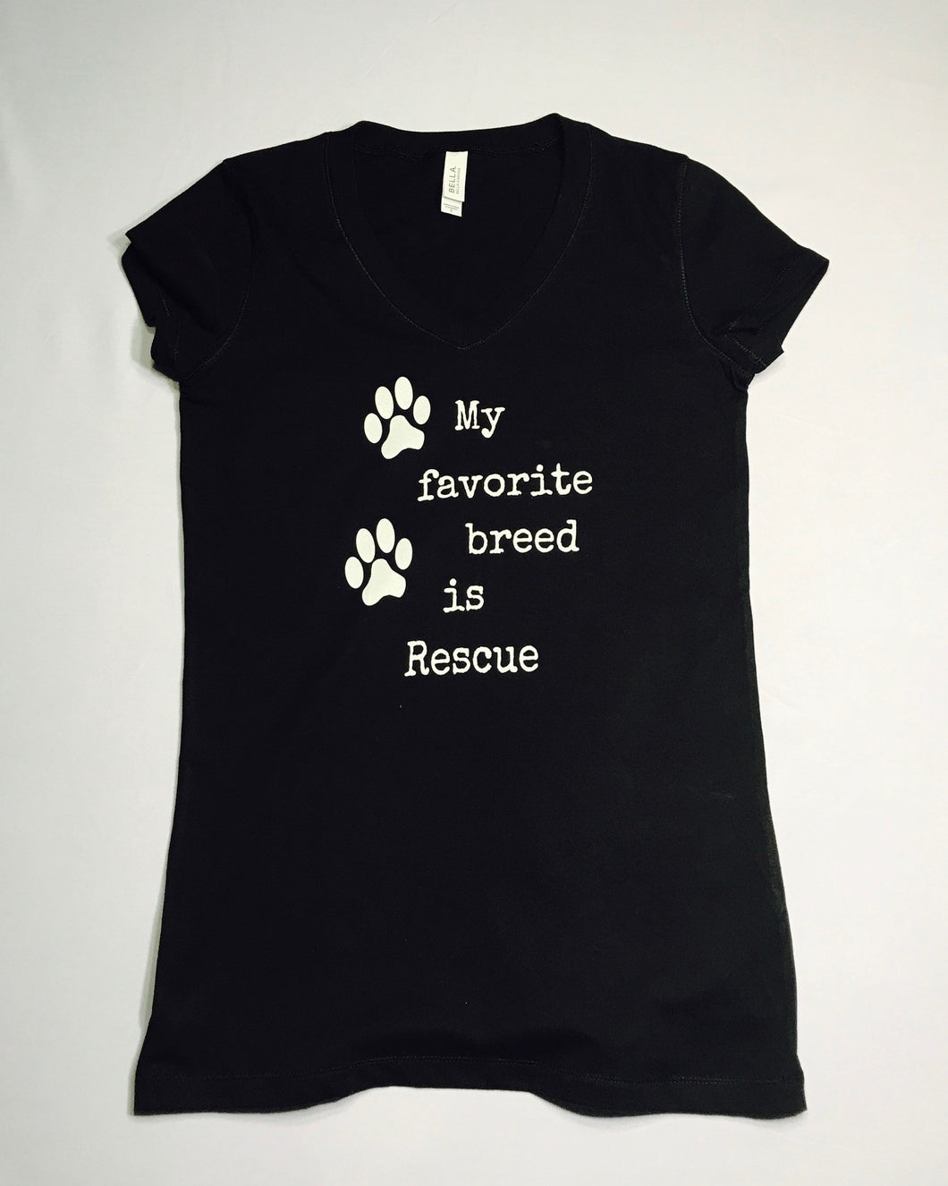 My Favorite Breed is Rescue Womans V-Neck Tee Black