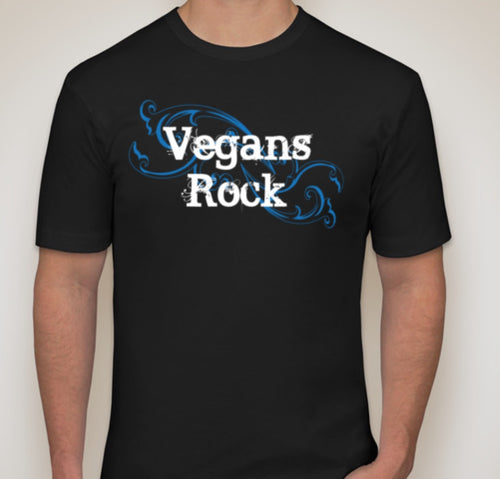 Vegans Rock Classic Tee Black Blue