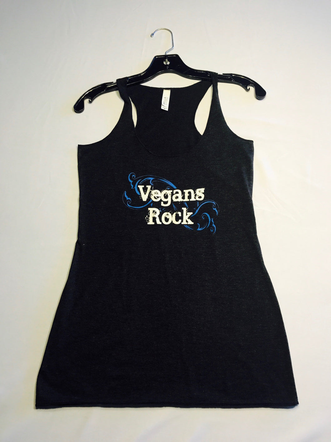Vegans Rock Classic Triblend Razorback Tank Black Blue