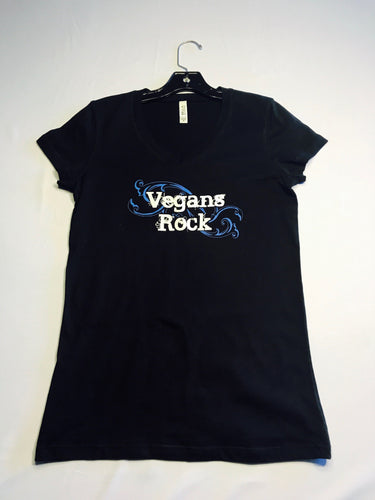 Vegans Rock II Womans V-NeckTee