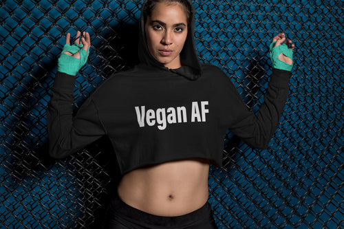 Vegan AF Fleece Crop Pullover Hoodie